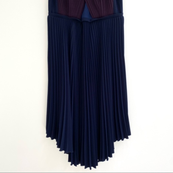 Timo Weiland navy blue maroon pleated midi dress size 10 - Picture 5 of 10